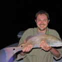 Nice redfish!  Jody Faircloth nailed this one as it slipped out from under a dock.  Pretty blue tail!